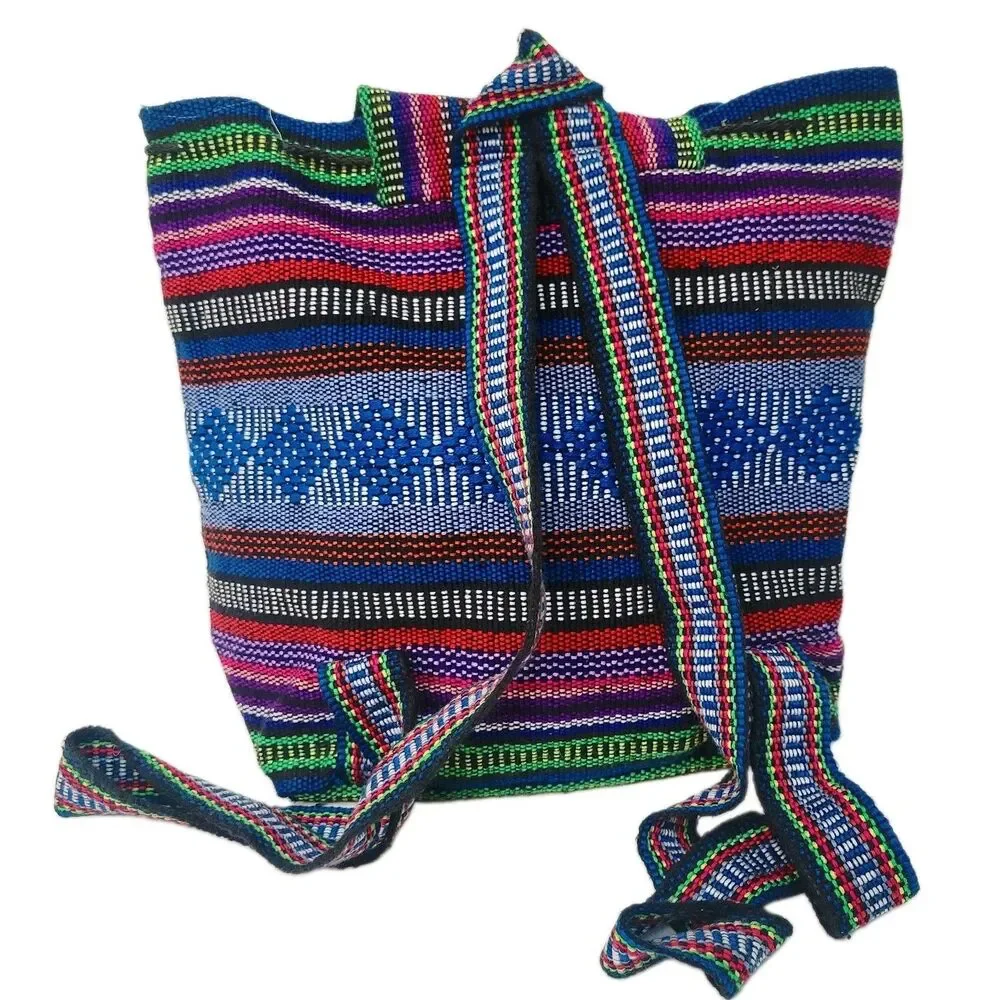 Pinzon Mexican Woven Backpack Playa del Carmen Boho Festival Artisan Travel Bag